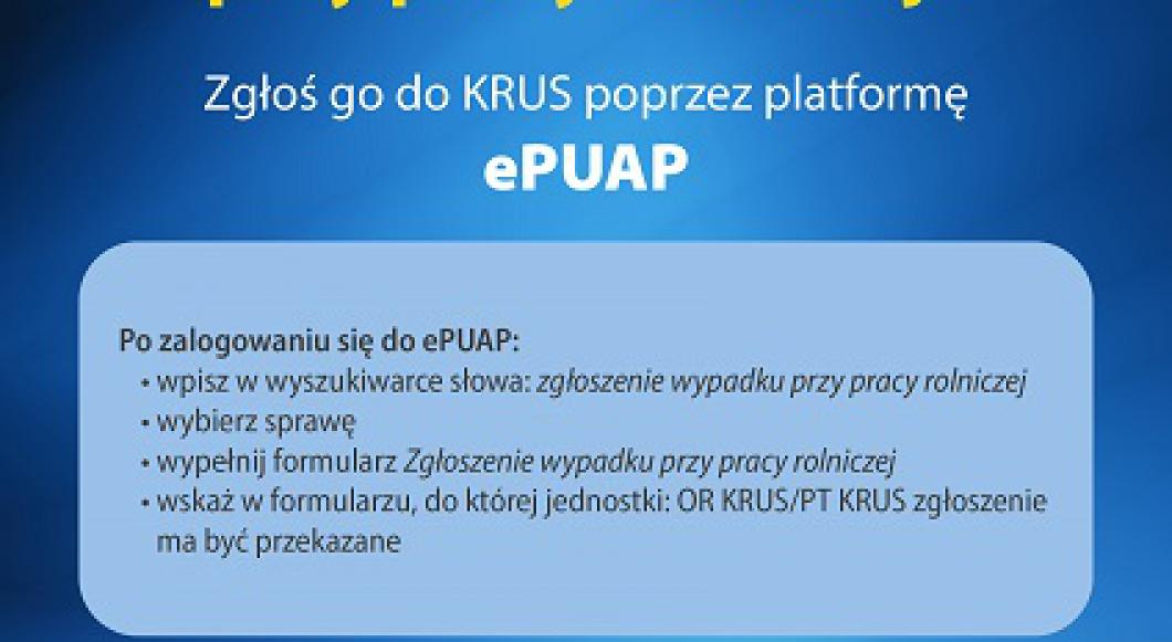 Zgłoszenie wypadku przy pracy rolniczej możliwe także przez ePUAP